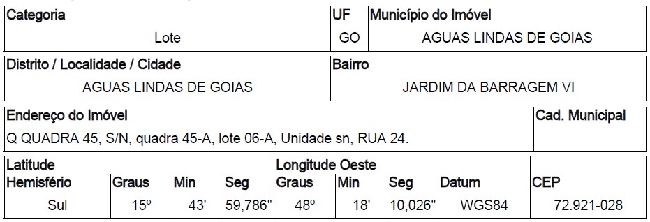 Terreno de 7393m² em Águas Lindas de Goiás (Goiás)