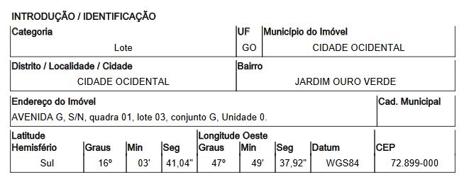 Terreno de 250m² em Cidade Ocidental