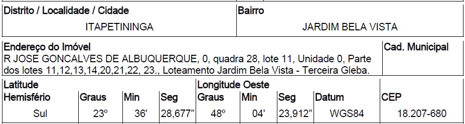 Terreno de 2650m² em Itapetininga