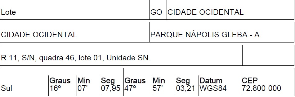 Terreno de 605m² em Cidade Ocidental