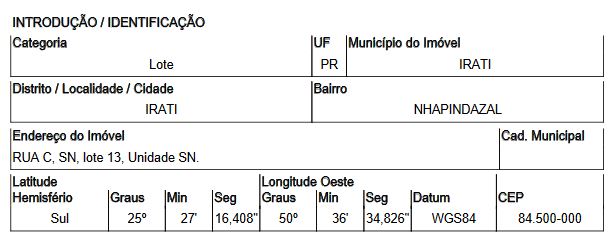 Terreno de 2870m² em Irati (Paraná)