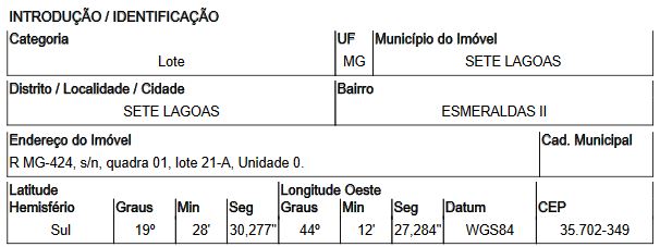 Terreno de 497m² em Sete Lagoas (Minas Gerais)