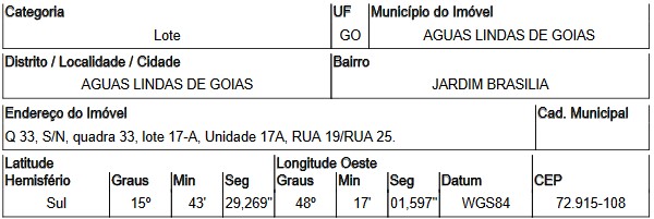 Terreno em Águas Lindas de Goiás